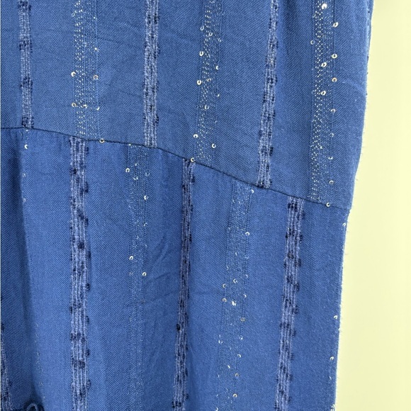 SOFT SURROUNDINGS Kara Shimmer Tiered Sequin Maxi Dress Blue Fairy Boho Y2K xl - Picture 7 of 15